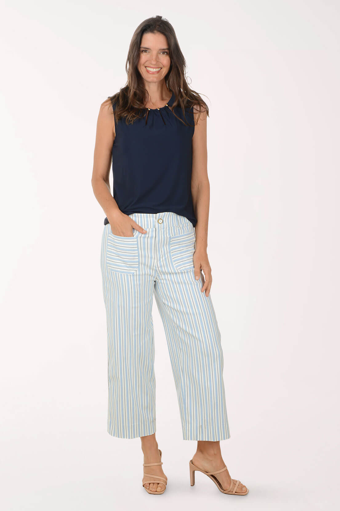 Striped Patch Pocket Wide Leg Pant | Zac and Rachel
