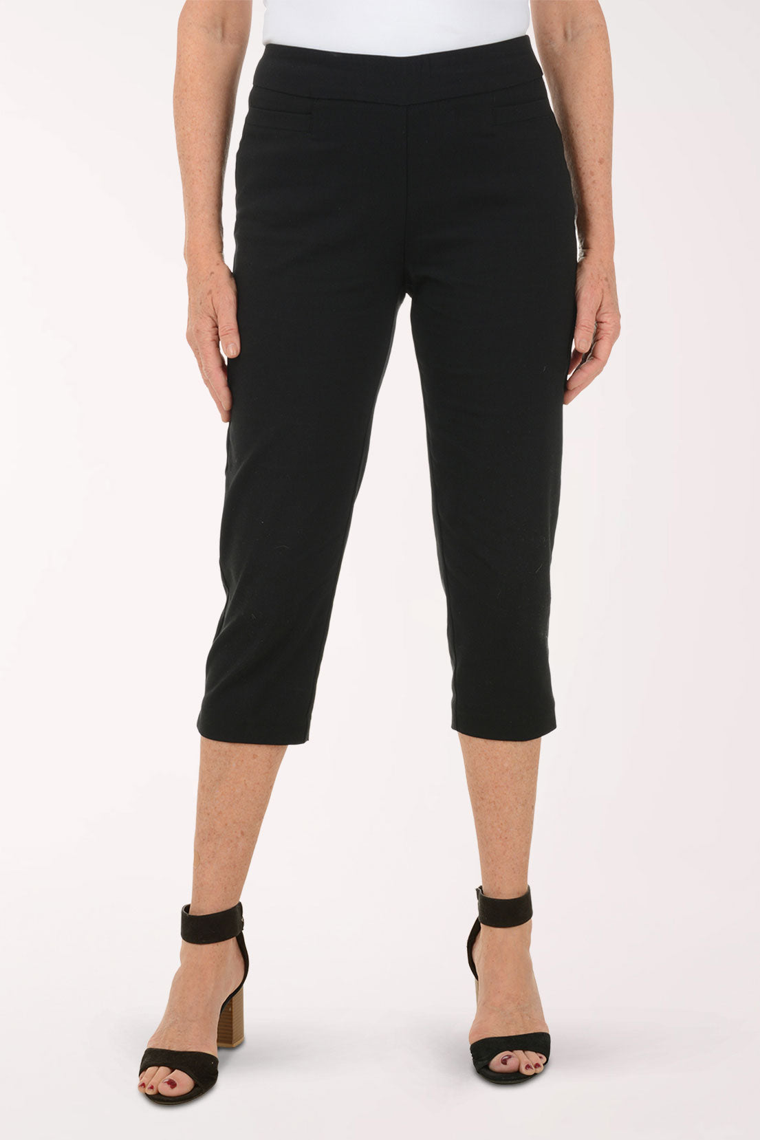 black capri dress pants women Zac And Rachel Petite Ultimate Fit Pull-on Capri Pant - Black