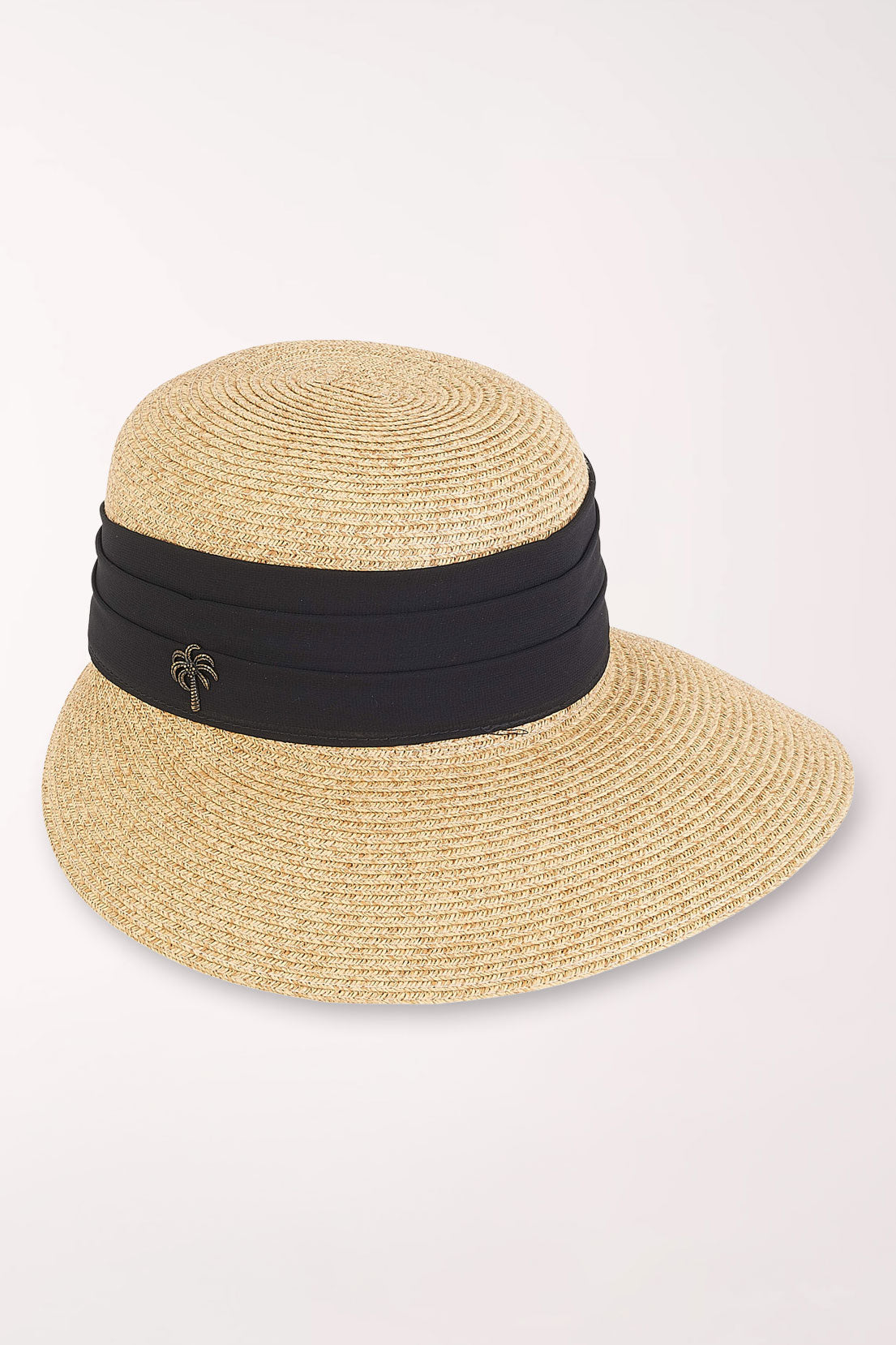 Sunhat: In a Tan and Black Color Flat Tan Wide Brim Sun Hat With Black Ribbon Trim at Amazon  main image 4