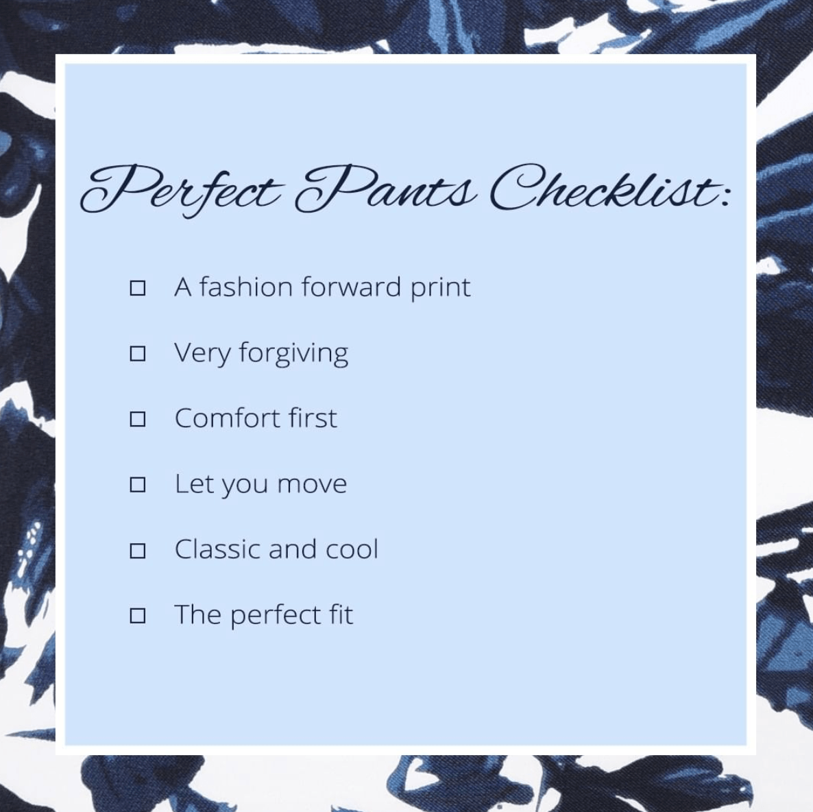 Comfortable, Colorful Printed Pants by Barbara Erickson