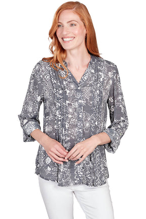 Batik Blush Pleated Button-Front Shirt