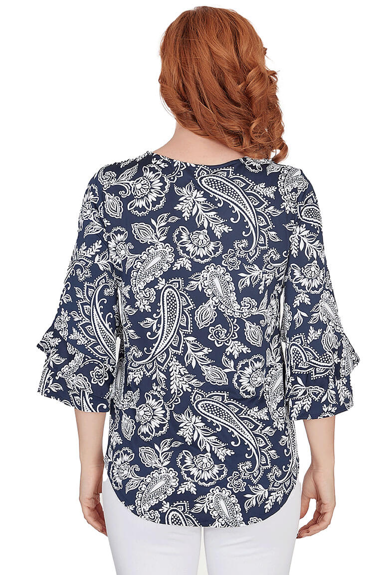 By The Sea Puff Print Paisley Top