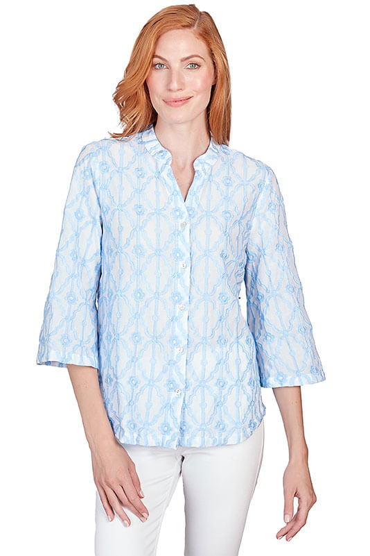 Patio Party Trellis Embroidered Button Front Shirt