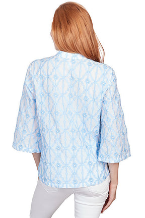 Patio Party Trellis Embroidered Button Front Shirt