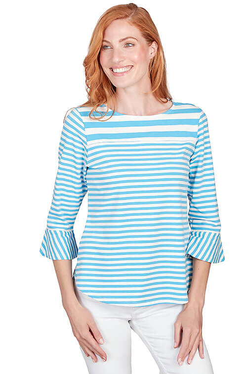 Petite Patio Party Striped Bell Sleeve Top