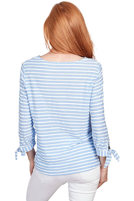 Petite Patio Party Stripe Knotted Cuff Top