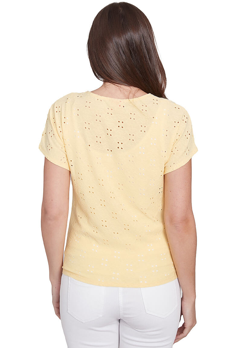 Peachy Keen Buckle Neck Eyelet Top