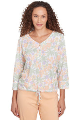 Peachy Keen Floral Henley Top