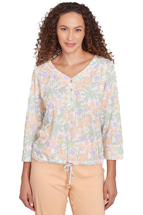 Peachy Keen Floral Henley Top