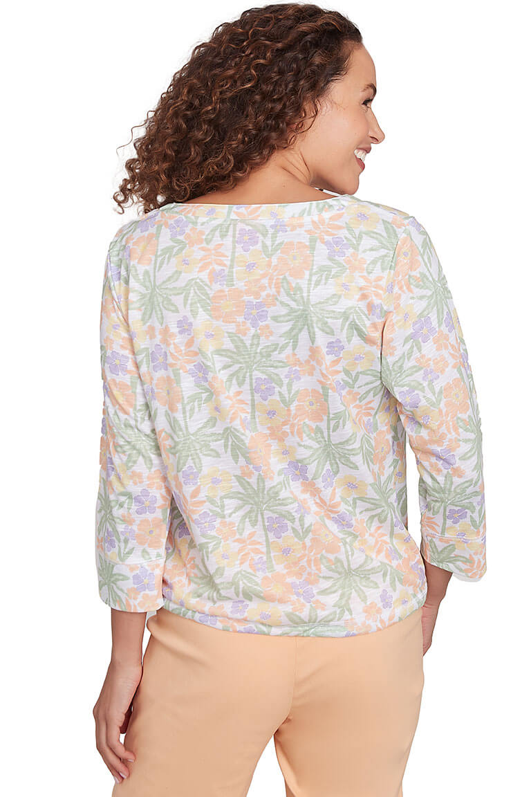Peachy Keen Floral Henley Top