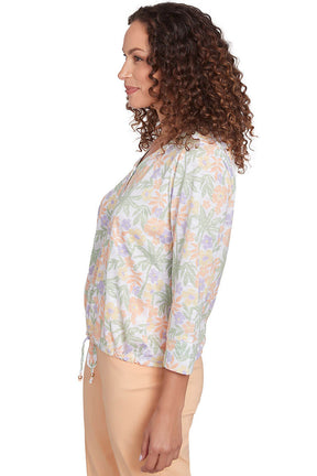 Peachy Keen Floral Henley Top