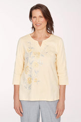 Al Fresco Embroidered Notch Neck Top