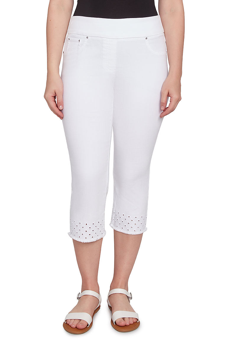 Petite Tinted Tides Denim Eyelet Capri Pant