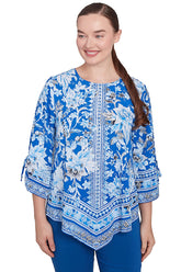 Tinted Tides Handkerchief Hem Blouse