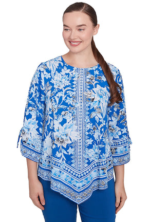 Tinted Tides Handkerchief Hem Blouse