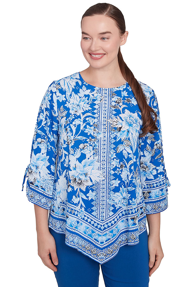 Tinted Tides Handkerchief Hem Blouse