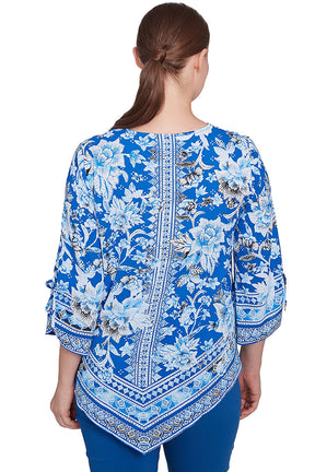 Tinted Tides Handkerchief Hem Blouse