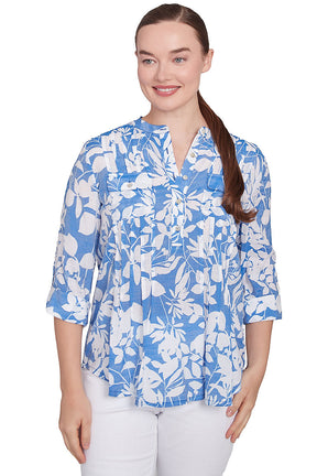 Tinted Tides Pleated Double Pocket Blouse