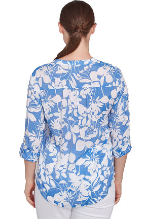 Tinted Tides Pleated Double Pocket Blouse