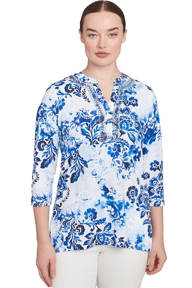 Tinted Tides Beaded Neck Tunic