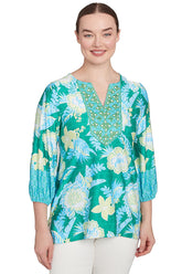 Paradise Cove Batik Floral Knit Top