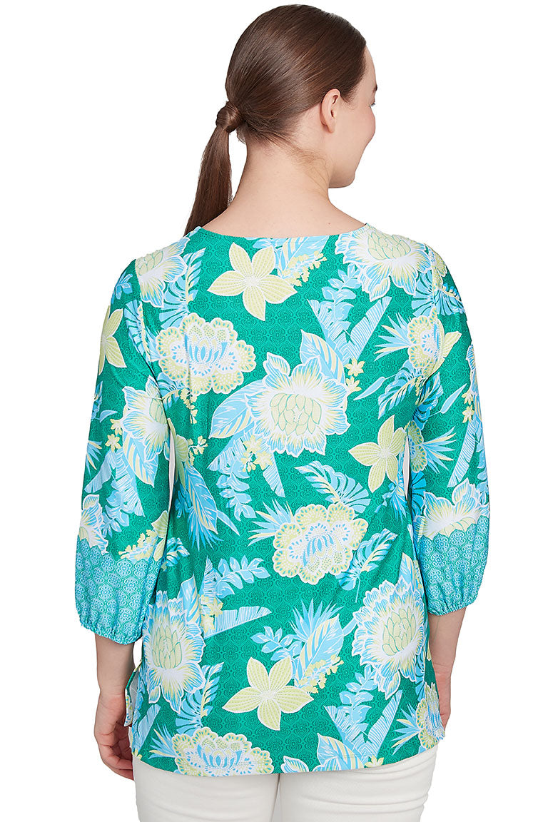 Paradise Cove Batik Floral Knit Top