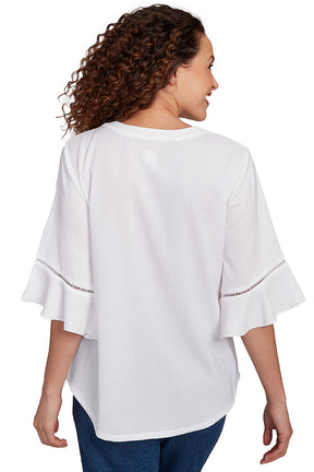 Paradise Cove Pleated Bell Sleeve Top