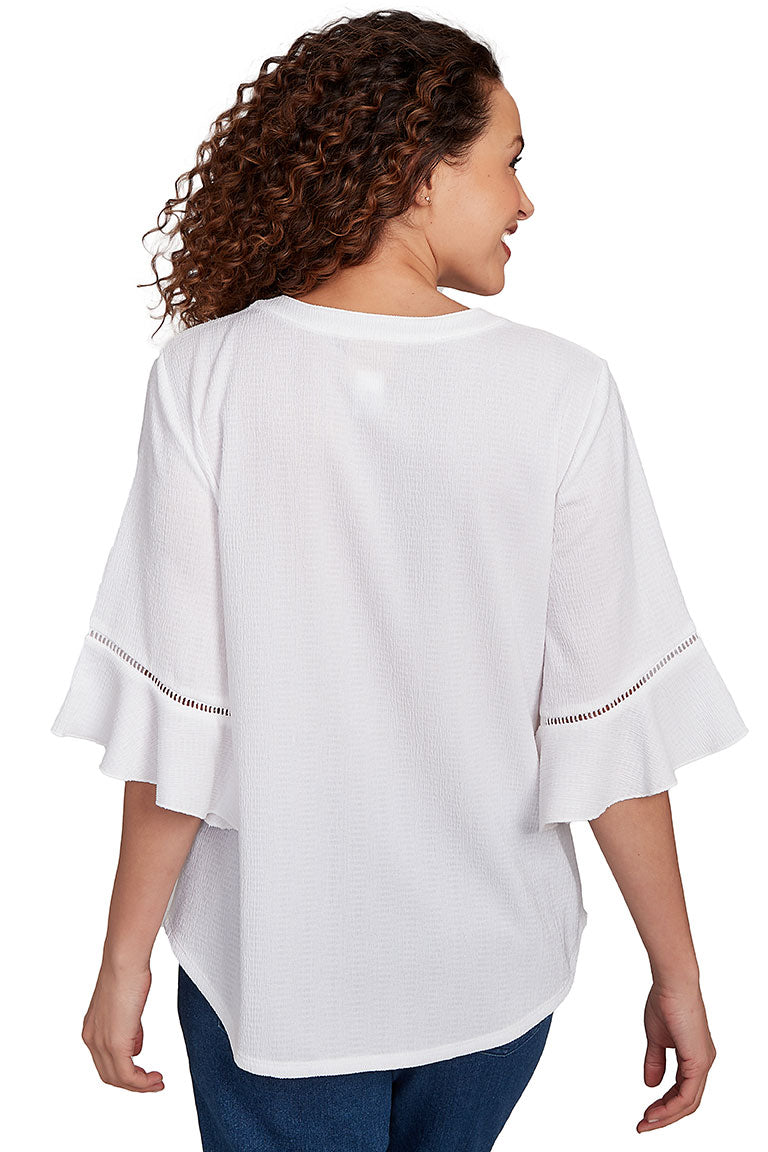 Paradise Cove Pleated Bell Sleeve Top