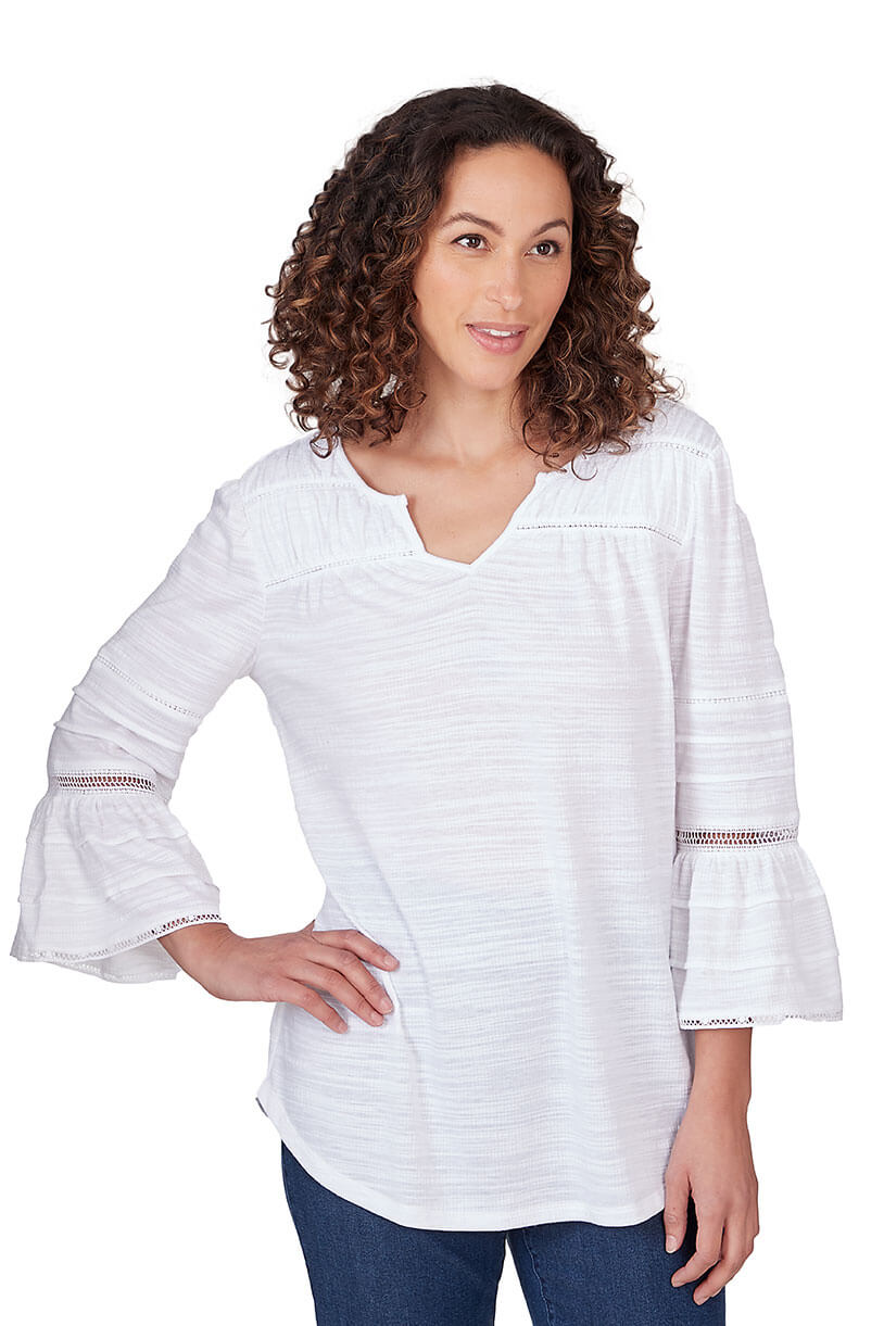 Petite Spring Breeze Tiered Bell Sleeve Top