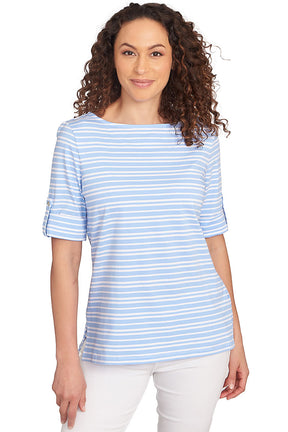 Prints Charming Striped Boatneck Top