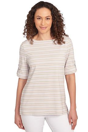 Prints Charming Striped Boatneck Top