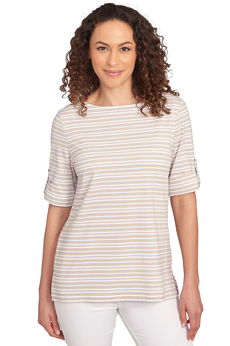 Prints Charming Striped Boatneck Top