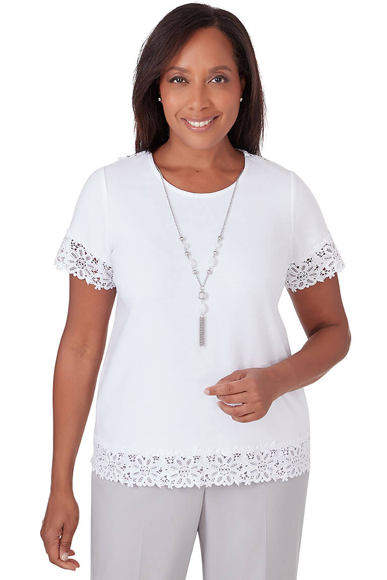 Charleston Floral Lace Necklace Tee