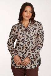 Premium Cozy Knit Tan Leopard Top