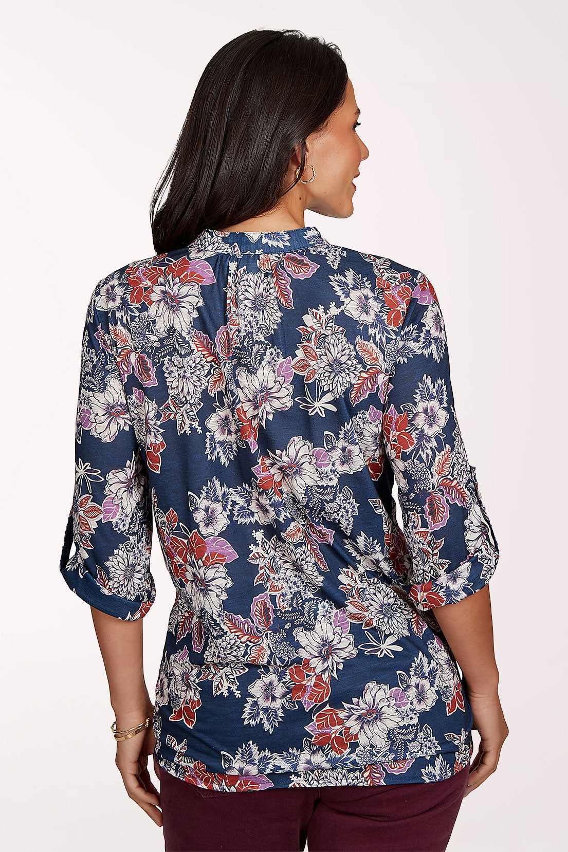 Kensington Floral Pleated Knit Shirt