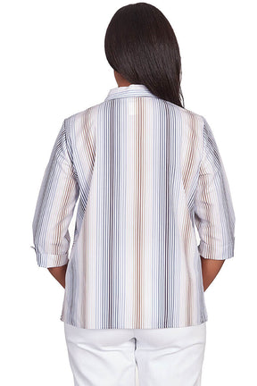 Tan Gradient Stripe Button-Front Shirt