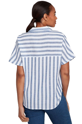 Stripe Right Gauze Short Sleeve Shirt