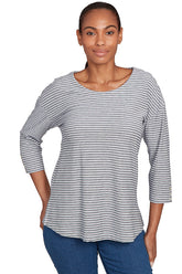 Stripe Right 3/4 Sleeve Knit Top