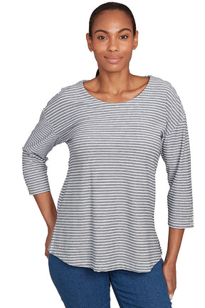 Stripe Right 3/4 Sleeve Knit Top