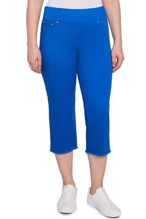 Denim Twill Frayed Capri Pant