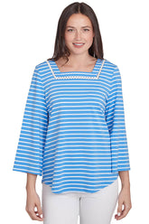 Petite Bella Vista Striped Square Neck Top