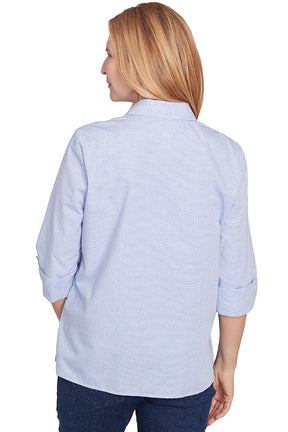 Petite Embroidered Butterflies Striped Shirt
