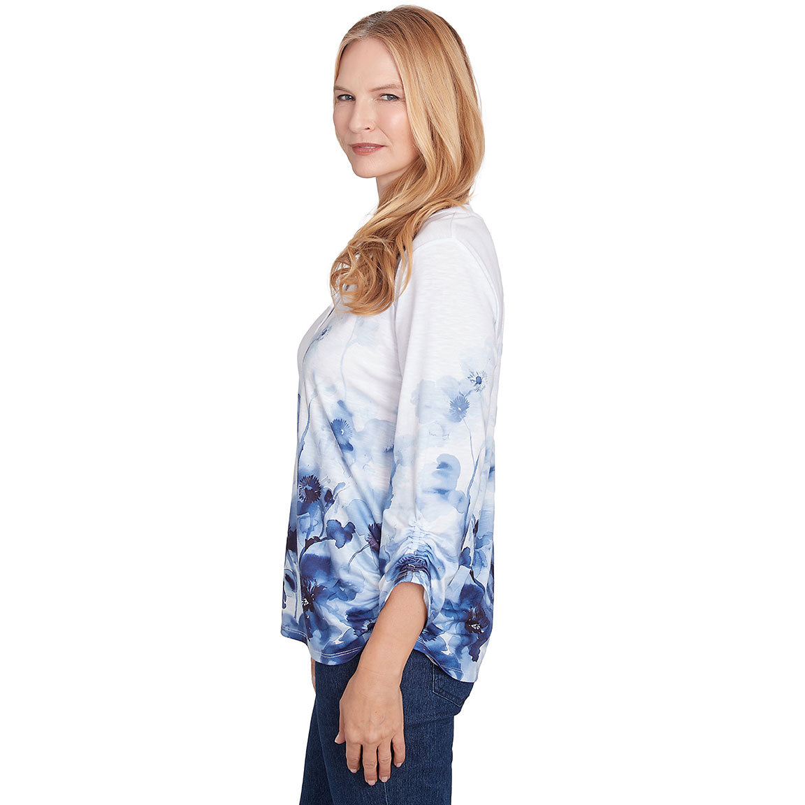 Petite Pansy Silhouettes Ruched Top