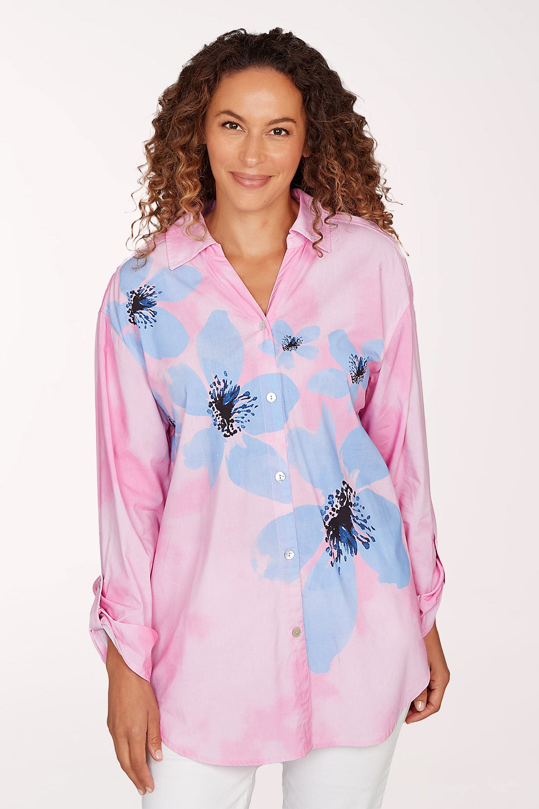 Petite Sunset Blvd Floral Button-Front Shirt | Ruby Rd.