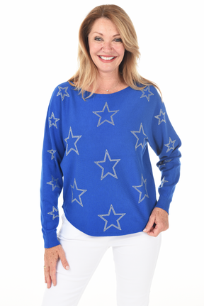 Rhinestone Stars Dolman Sleeve Sweater
