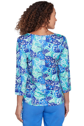 Petite It Had To Be Blue Triple Keyhole Top