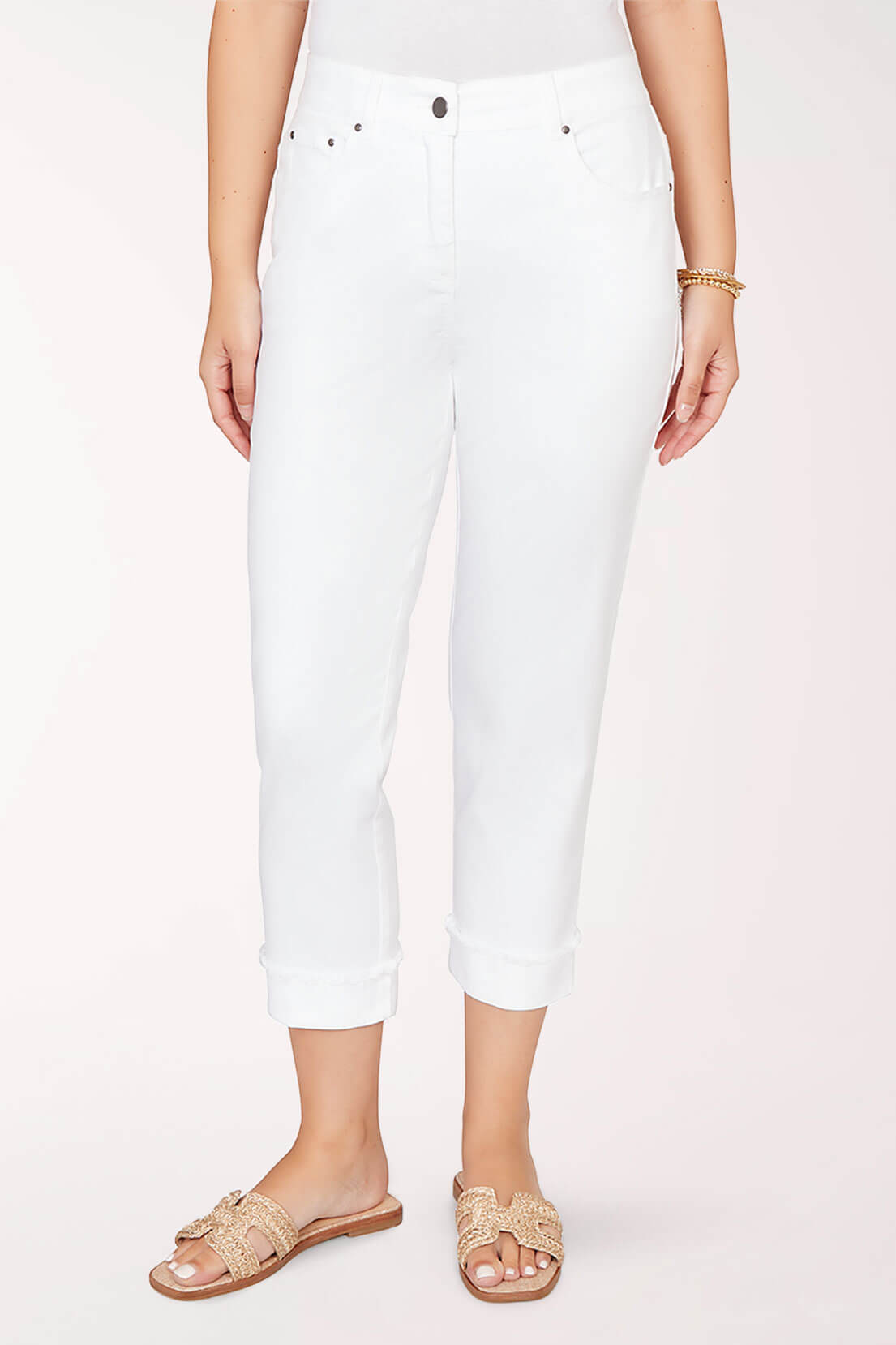Frayed Cuff Stretch Twill Crop Pant | Ruby Rd.