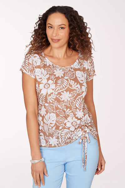 Palm Cool Collected Dotted Garden Shirred Top | Hearts of Palm