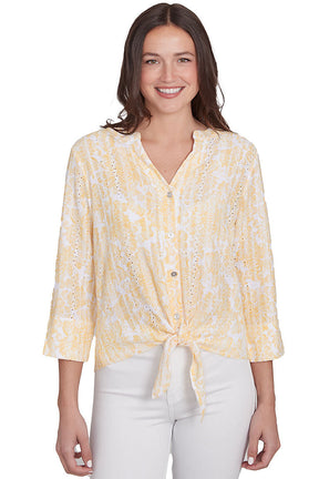 Marigold Making Waves Hibiscus Gauze Shirt
