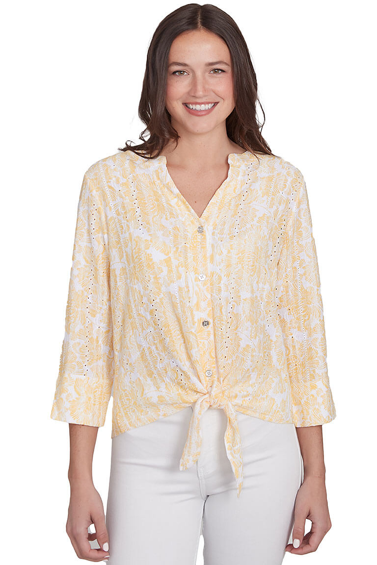 Marigold Making Waves Hibiscus Gauze Shirt